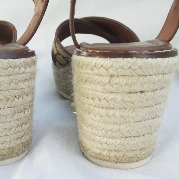 COACH Size 7.5B KIMBERLY Espadrille Platform Sandals, Signature Canvas - Picture 7 of 9